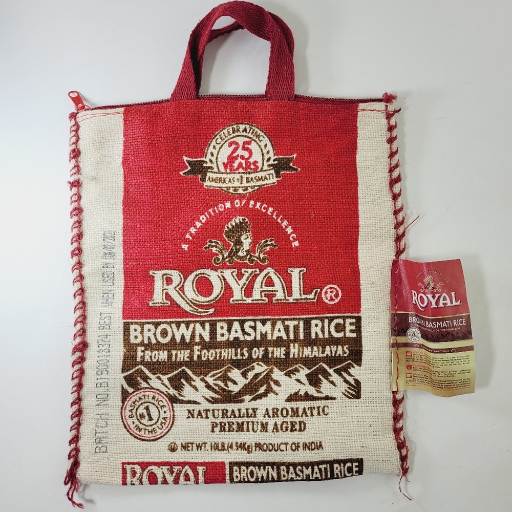 Royal Basmati Burlap Rice Bag Tote